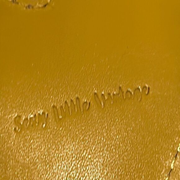 Sexy Little Vintage Handmade Genuine Leather Heart Bag Charm Yellow Keychain - Picture 5 of 7